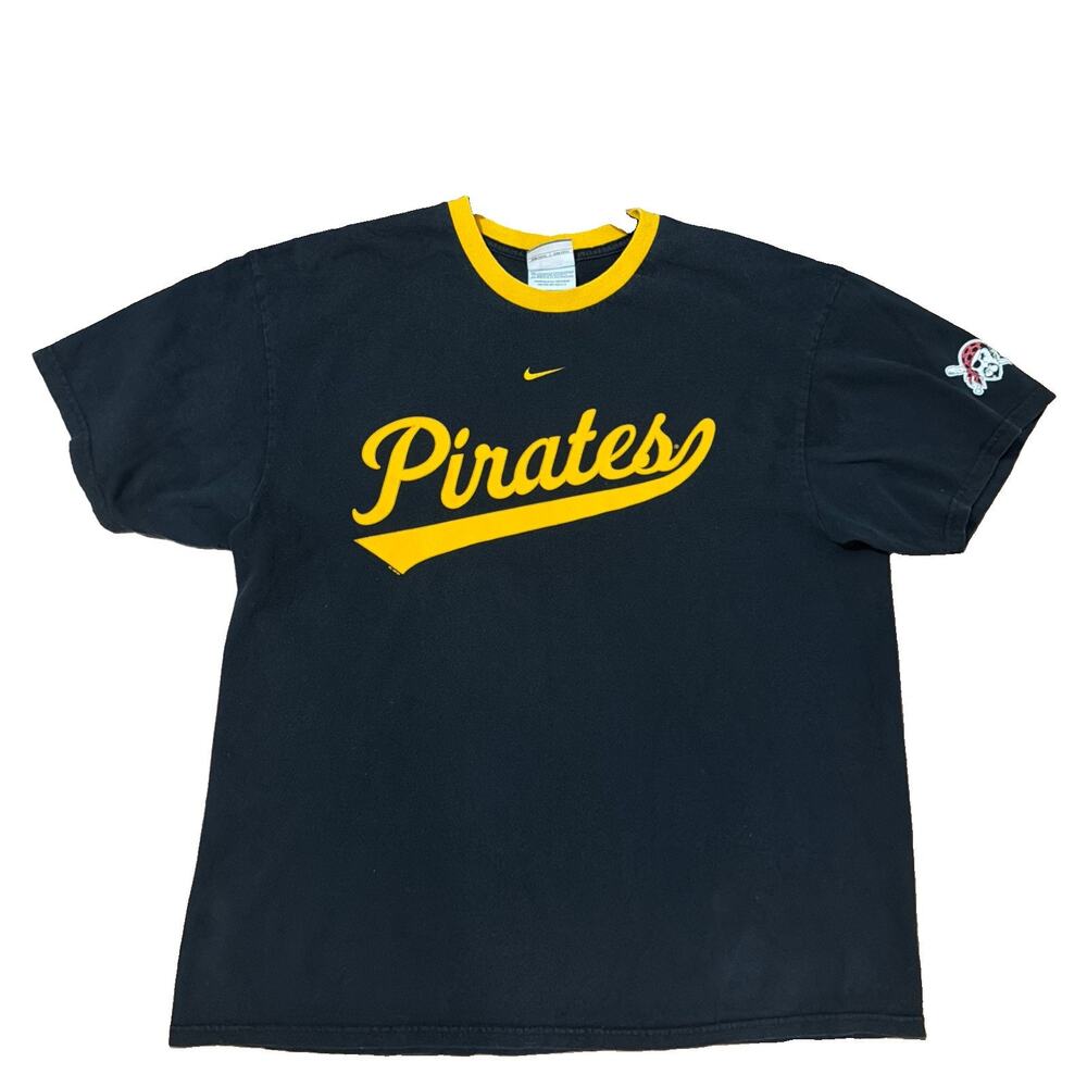 Nike Mens T Shirt Large Black Vintage Pittsburgh Pirates Y2K MLB baseball Swoosh